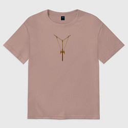 Футболка оверсайз женская Украшение цепочка, цвет: пыльно-розовый