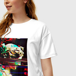 Футболка оверсайз женская Glitch pixel art, цвет: белый — фото 2