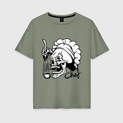 Футболка оверсайз женская Chef skull, цвет: авокадо
