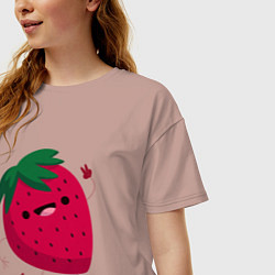 Футболка оверсайз женская Просто Клубничка, цвет: пыльно-розовый — фото 2