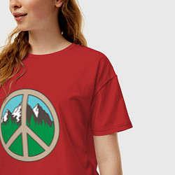 Футболка оверсайз женская Peace nature, цвет: красный — фото 2