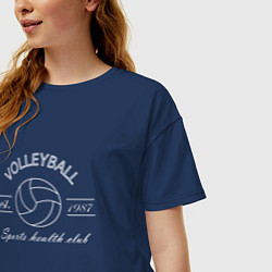 Футболка оверсайз женская Клуб любителей волейбола, цвет: тёмно-синий — фото 2