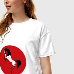Футболка оверсайз женская Японский конь, цвет: белый — фото 2