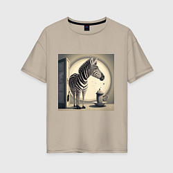 Женская футболка оверсайз Забавная зебра