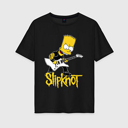 Футболка оверсайз женская Slipknot Барт Симпсон рокер, цвет: черный