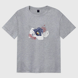 Футболка оверсайз женская Пионы и фотография, цвет: меланж