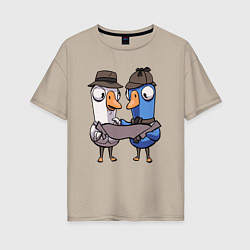 Футболка оверсайз женская Гуси Детективы - Goose Goose Duck, цвет: миндальный