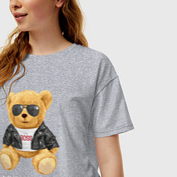 Футболка оверсайз женская Like a boss мишка, цвет: меланж — фото 2