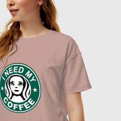 Футболка оверсайз женская I need my cofee, цвет: пыльно-розовый — фото 2