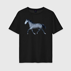 Женская футболка оверсайз Голштинская лошадь
