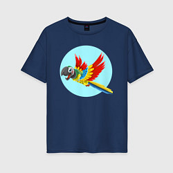 Футболка оверсайз женская Красочный попугай, цвет: тёмно-синий
