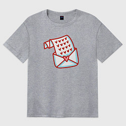 Футболка оверсайз женская Письмо с сердцами, цвет: меланж