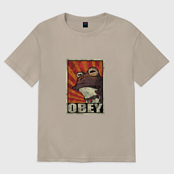 Футболка оверсайз женская Obey frog, цвет: миндальный