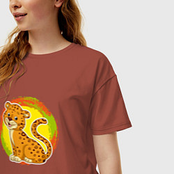 Футболка оверсайз женская Мультяшный ягуар, цвет: кирпичный — фото 2