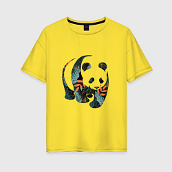 Женская футболка оверсайз Панда в цветочном принте