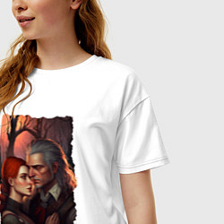 Футболка оверсайз женская Геральт и Трисс, цвет: белый — фото 2