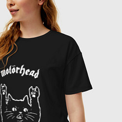 Футболка оверсайз женская Motorhead рок кот, цвет: черный — фото 2