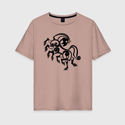 Футболка оверсайз женская Слейпнир конь бога Одина, цвет: пыльно-розовый