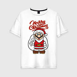 Женская футболка оверсайз Christmas Mario
