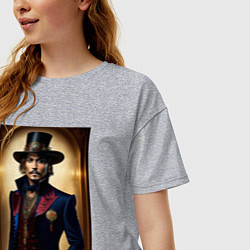 Футболка оверсайз женская Johnny Depp steampunk, цвет: меланж — фото 2