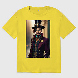 Футболка оверсайз женская Johnny Depp steampunk style, цвет: желтый