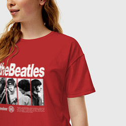 Футболка оверсайз женская The Beatles rock, цвет: красный — фото 2