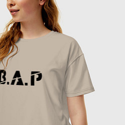 Футболка оверсайз женская B A P black logo, цвет: миндальный — фото 2