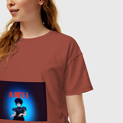 Футболка оверсайз женская Уэнсдэй Аниме, цвет: кирпичный — фото 2