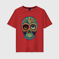 Женская футболка оверсайз Mexican skull
