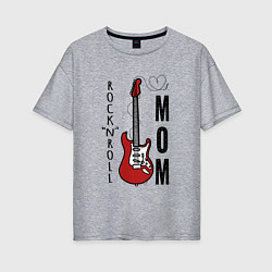 Футболка оверсайз женская Rocknroll mom с гитарой, цвет: меланж