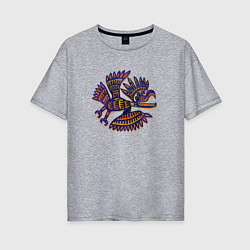 Женская футболка оверсайз Индейский стилизованный орёл орнаментальный