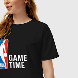Футболка оверсайз женская Game time, цвет: черный — фото 2