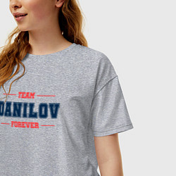 Футболка оверсайз женская Team Danilov forever фамилия на латинице, цвет: меланж — фото 2