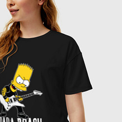 Футболка оверсайз женская Papa Roach Барт Симпсон рокер, цвет: черный — фото 2
