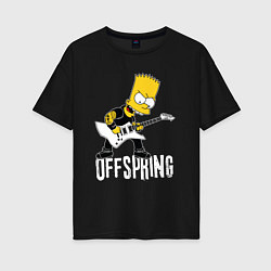 Футболка оверсайз женская Offspring Барт Симпсон рокер, цвет: черный