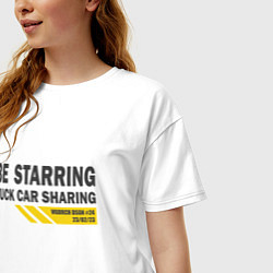 Футболка оверсайз женская Be starring fuck carsharing, цвет: белый — фото 2