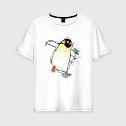 Женская футболка оверсайз Пингвин- вокалист