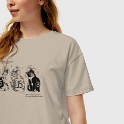 Футболка оверсайз женская Front-End Котики, цвет: миндальный — фото 2