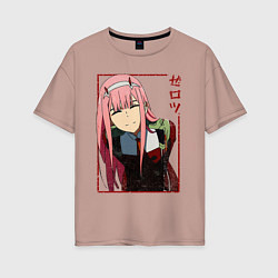 Футболка оверсайз женская Zero Two anime girl, цвет: пыльно-розовый