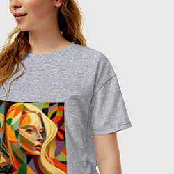 Футболка оверсайз женская Женщина-абстракция, цвет: меланж — фото 2