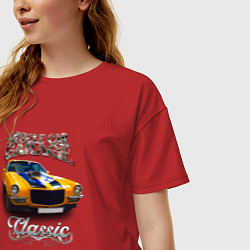 Футболка оверсайз женская Американский маслкар Chevrolet Camaro, цвет: красный — фото 2