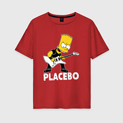 Футболка оверсайз женская Placebo Барт Симпсон рокер, цвет: красный
