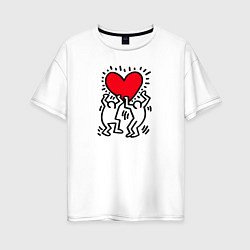 Футболка оверсайз женская Big heart, цвет: белый