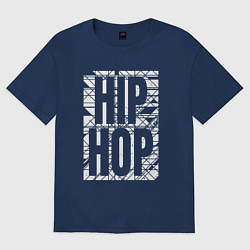 Футболка оверсайз женская Hip hop большая поцарапанная надпись, цвет: тёмно-синий
