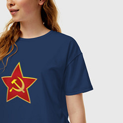 Футболка оверсайз женская СССР звезда, цвет: тёмно-синий — фото 2
