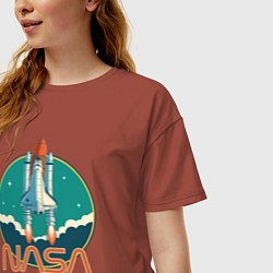 Футболка оверсайз женская NASA Ship, цвет: кирпичный — фото 2