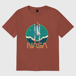 Футболка оверсайз женская NASA Ship, цвет: кирпичный