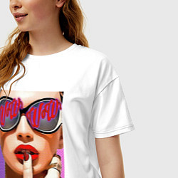 Футболка оверсайз женская Портрет девушки в стиле поп-арт, цвет: белый — фото 2