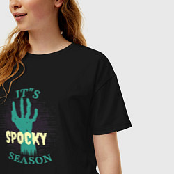 Футболка оверсайз женская Рука Силуэт страшной конечности с надписью, цвет: черный — фото 2