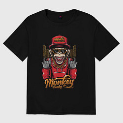 Футболка оверсайз женская Monkey funky inscription, цвет: черный